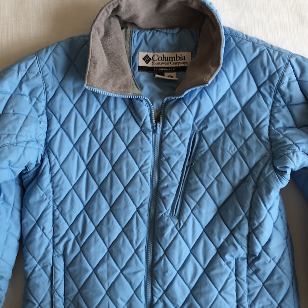 Columbia Quilted Baby Blue Polyester Puffer Jacket